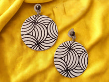Load image into Gallery viewer, Wooden Abstract design Clip On Earrings 3 in
