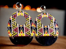Load image into Gallery viewer, Wood and metal Abstract Boho Clip On Dangle Earrings
