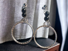 Load image into Gallery viewer, Handmade Chunky Bead snd silver metal Hoop Clip On Earrings
