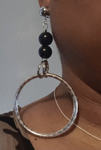 Load image into Gallery viewer, Handmade Chunky Bead snd silver metal Hoop Clip On Earrings
