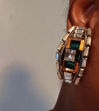 Load image into Gallery viewer, Vintage MJ Hansen Avant Garde Couture Crystal Clip on earrings 1988 super rare
