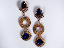 Load image into Gallery viewer, Glamourous Handmade Gold Metal and rhinestone Clip On Earrings handmade originals
