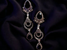 Load image into Gallery viewer, Glamourous Handmade silver Metal and rhinestone Clip On Earrings handmade originals

