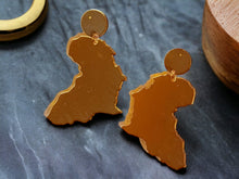 Load image into Gallery viewer, Mirrored Acrylic Africa Earrings
