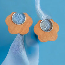 Load image into Gallery viewer, Large Wood and Metal Hoop Earrings
