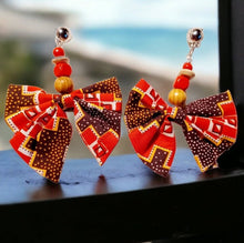 Load image into Gallery viewer, Afrocentric Ankara Fabric Clip on Earrings
