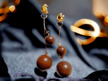 Load image into Gallery viewer, Handmade  Extra large wooden Ball Dangle Clip On Earrings
