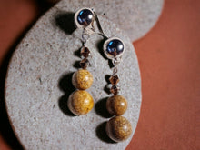 Load image into Gallery viewer, Handmade genuine Jasper and crystal Clip On Dangle earrings Healing stone
