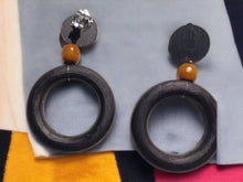 Load image into Gallery viewer, Handmade Wooden Clip On Hoop Earrings, Handpainted Design
