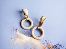 Load image into Gallery viewer, Handmade Minimalist small acrylic and wood hoops pierced ears
