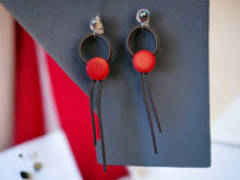 Load image into Gallery viewer, Pop Art Rubber and Wood Clip On Earrings
