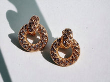 Load image into Gallery viewer, Small gold Metal rhinestone Clip On Earrings gold
