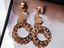Load image into Gallery viewer, Gold Metal and rhinestone Hoop Clip On Earrings
