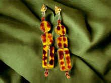 Load image into Gallery viewer, Long Handmade Tortoise Acrylic Dangle Clip On Earrings 5 inch
