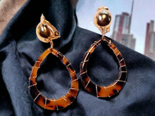 Load image into Gallery viewer, Small Handmade Tortoise Acrylic Dangle Clip On Earrings
