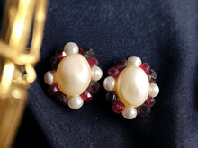 Load image into Gallery viewer, 1960s era Pearl and Crystal cluster  Clip On Earrings
