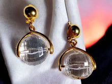 Load image into Gallery viewer, Vintage Lucite Clip On Earrings, Gold Metal, 1980s
