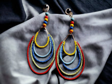 Load image into Gallery viewer, Handmade wire and  Bead Hoop Clip On Earrings
