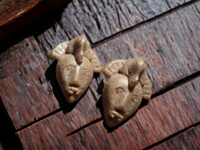 Load image into Gallery viewer, Vintage Tribal Mask Clip On Earrings, Handmade African Clay
