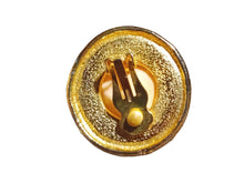 Load image into Gallery viewer, Vintage Carol Dauplaise faded boho Stud Clip On Earrings wood and Gold 1980s
