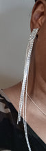 Load image into Gallery viewer, Handmade Runway Rhinestone Clip On Earrings - Extra Long 9"
