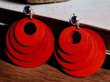 Load image into Gallery viewer, Clip on Multi Layer Wooden Hoop Earrings red
