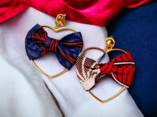 Load image into Gallery viewer, Clip On Afrocentric Heart Hoop Bow Design Earrings
