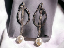 Load image into Gallery viewer, Handmade Rhinestone Clip On Hoop Earrings silver
