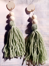 Load image into Gallery viewer, Clip on Handmade boho Yarn Tassel Earrings
