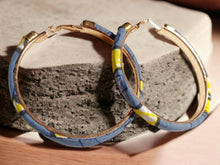 Load image into Gallery viewer, Unique Afrocentric African Fabric Hoop Earrings
