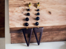 Load image into Gallery viewer, Handmade large Natural Wood Geometric Design Clip On Earrings
