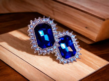 Load image into Gallery viewer, Crystal Stud Clip On Earrings blue
