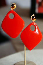 Load image into Gallery viewer, Chunky Handmade Acrylic Hoop Clip On Earrings red
