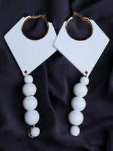 Load image into Gallery viewer, Handmade Extra large Wood and Metal Hoop Earrings white and gold
