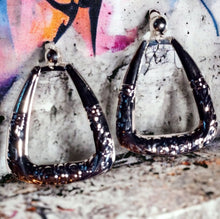 Load image into Gallery viewer, Giant Clip On  Fulani Bamboo Hoop Earrings silver rare
