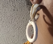 Load image into Gallery viewer, Handmade Minimalist small acrylic and wood hoops pierced ears
