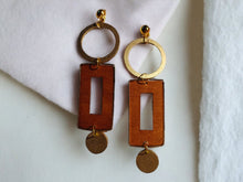 Load image into Gallery viewer, Handmade boho Wood Design Clip On Earrings 6 inch
