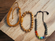Load image into Gallery viewer, Mens Chakra Bead layering Bracelet Set of 3
