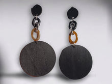 Load image into Gallery viewer, Handmade Avant garde  Acrylic Chain and wood Earrings Clip On 6 inch
