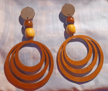 Load image into Gallery viewer, Handmade Large wood Multi Hoop Clip On Earrings
