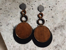 Load image into Gallery viewer, Handpainted Wooden Clip On Earrings, Boho Statement Jewelry
