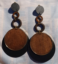 Load image into Gallery viewer, Handpainted Wooden Clip On Earrings, Boho Statement Jewelry
