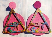 Load image into Gallery viewer, Extra Large Abstract Handpainted Eye of Horus Egyptian symbol Earrings
