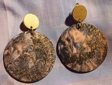 Load image into Gallery viewer, Abstract Handpainted Wood Clip On Earrings, 3.5" Drop
