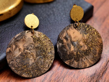 Load image into Gallery viewer, Abstract Handpainted Wood Clip On Earrings, 3.5" Drop

