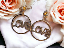 Load image into Gallery viewer, Clip On Love design  Dangle Earrings gold

