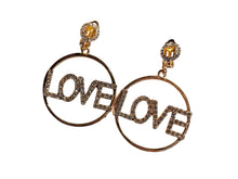 Load image into Gallery viewer, Clip On Love design  Dangle Earrings gold
