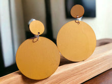 Load image into Gallery viewer, Hand dyed with Black Tea Wooden Clip On  Earrings
