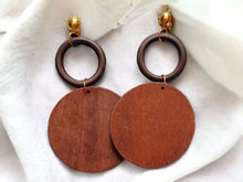 Load image into Gallery viewer, Extra large Handmade Chunky Wooden Hoop Clip On Earrings
