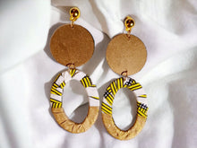 Load image into Gallery viewer, Handmade handpainted Afrocentric Ankara Fabric Hoop Clip on Earrings
